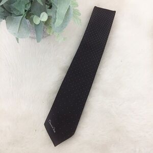 [Oscar De La Renta] Brown White Dotted Vintage Men's Tie
